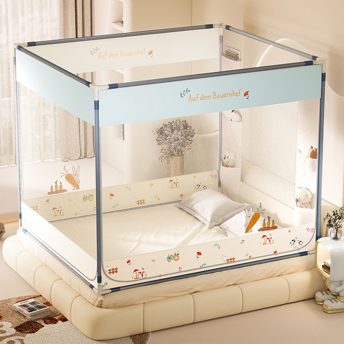 91家纺网 家纺一手货源 找家纺 青竹苑 2025新款口袋款外穿防摔坐床蚊帐 萝卜小兔兔