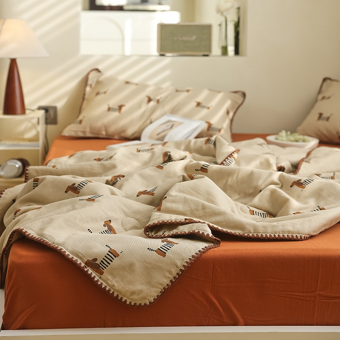 91家纺网 家纺一手货源 找家纺 买家秀 爆款不断货A类母婴级双层纱大豆被子春秋被秋冬被大豆纤维被子被芯空调被20%大豆被子夏被夏凉被 腊肠狗狗1