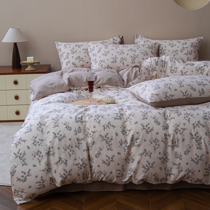 91家纺网 家纺一手货源 找家纺 斯卡诺家纺 2025新款针织天竺棉水洗棉四件套被套学生宿舍三件套床单款 兮蔓