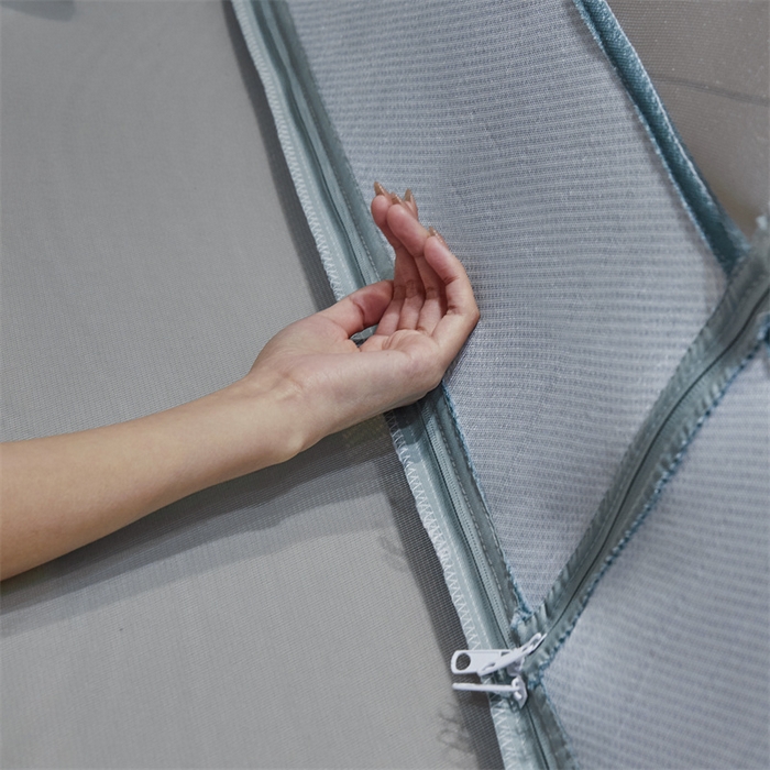 91家纺网 家纺一手货源 找家纺 青竹苑 2025新款花边TU拉链外穿全底坐床蚊帐 海洋蓝