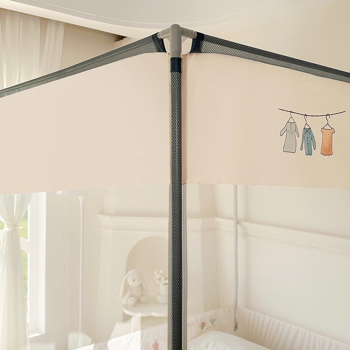 91家纺网 家纺一手货源 找家纺 青竹苑 2025新款三门大版上下布印花外穿坐床蚊帐床笠式防摔方帐 丛林生活