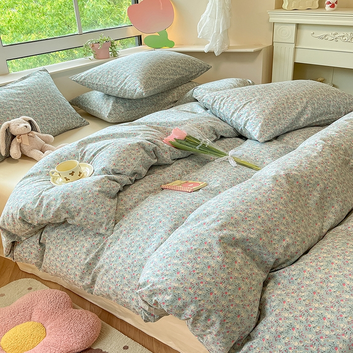 91家纺网 家纺一手货源 找家纺 柠馨 2025新款13372全棉床单床笠枕套被套单品系列-单被套 如曼