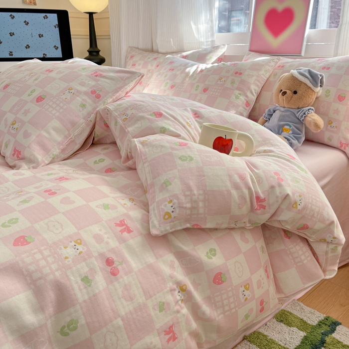 91家纺网 家纺一手货源 找家纺 博雅 2025新款全棉A类双层纱四件套 小奶猫