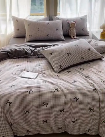 91家纺网 家纺一手货源 找家纺 仟网汇 2025新款针织双层纱AB版四件套 如初