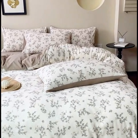 91家纺网 家纺一手货源 找家纺 斯卡诺家纺 2025新款针织天竺棉水洗棉四件套被套学生宿舍三件套床单款 兮蔓