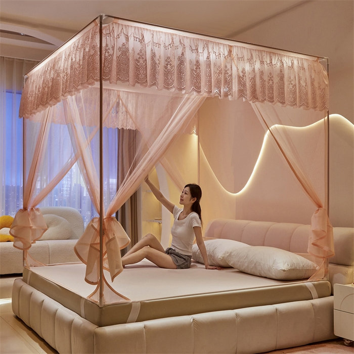 91家纺网 家纺一手货源 找家纺 青竹苑 2025新款花边TU拉链外穿全底坐床蚊帐 香妃玉