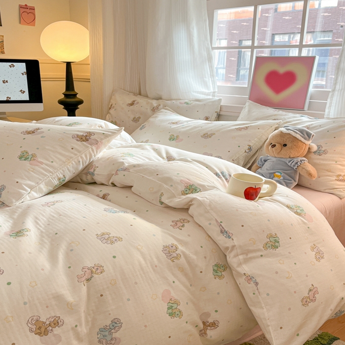 91家纺网 家纺一手货源 找家纺 博雅 2025新款全棉A类双层纱四件套 小马宝莉