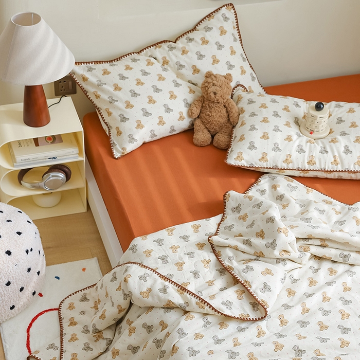 91家纺网 家纺一手货源 找家纺 买家秀 爆款不断货A类母婴级双层纱大豆被子春秋被秋冬被大豆纤维被子被芯空调被20%大豆被子夏被夏凉被 波点玩偶熊