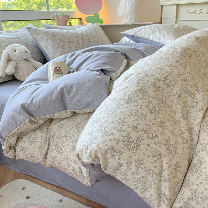 91家纺网 家纺一手货源 找家纺 柠馨 2025新款13372全棉学生三件套单人宿舍三件套四件套 忆南