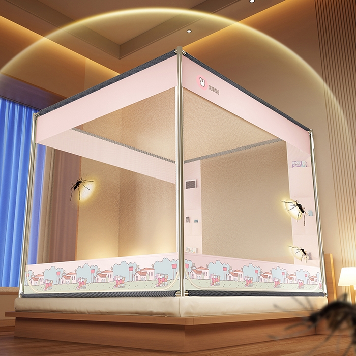 91家纺网 家纺一手货源 找家纺 青竹苑 2025新款口袋款外穿防摔坐床蚊帐 兔兔小镇