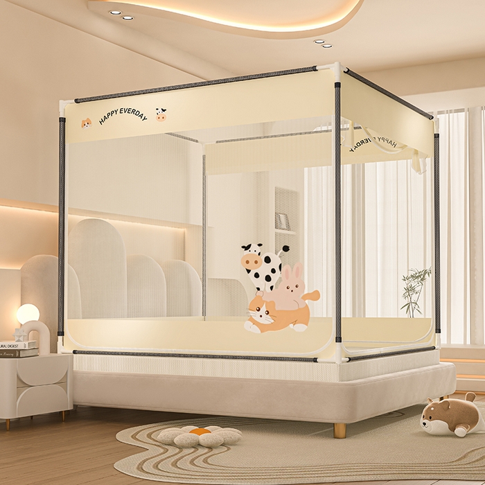 91家纺网 家纺一手货源 找家纺 青竹苑 2025新款烫画外穿防摔坐床蚊帐 伙伴们