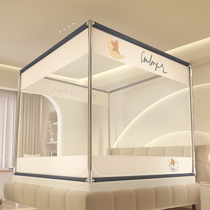 91家纺网 家纺一手货源 找家纺 （总）青竹苑 2025新款三门大版上下布印花外穿坐床蚊帐床笠式防摔方帐