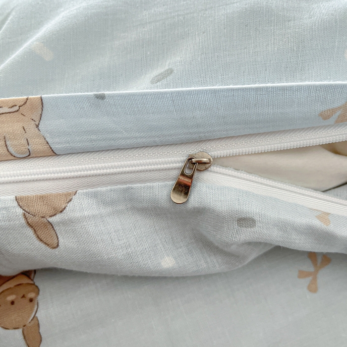 91家纺网 家纺一手货源 找家纺 博雅 2025新款全棉A类双层纱四件套 兔兔蜜语