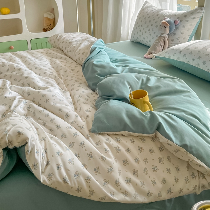 91家纺网 家纺一手货源 找家纺 仟网汇 2025新款针织双层纱AB版四件套 情书