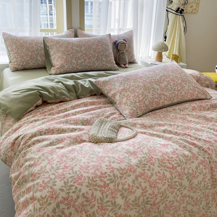 91家纺网 家纺一手货源 找家纺 仟网汇 2025新款针织双层纱AB版四件套 美嘉