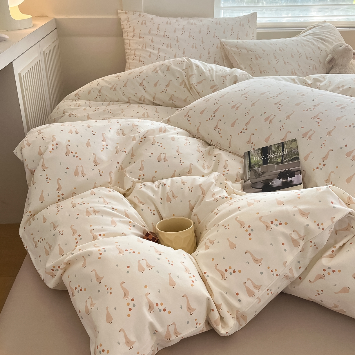 91家纺网 家纺一手货源 找家纺 柠馨 2025新款13372全棉床单床笠枕套被套单品系列-单被套 鹅摆摆