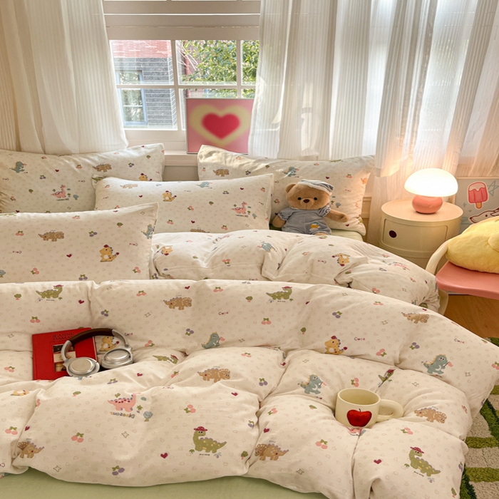 91家纺网 家纺一手货源 找家纺 博雅 2025新款全棉A类双层纱四件套 萌趣龙宝