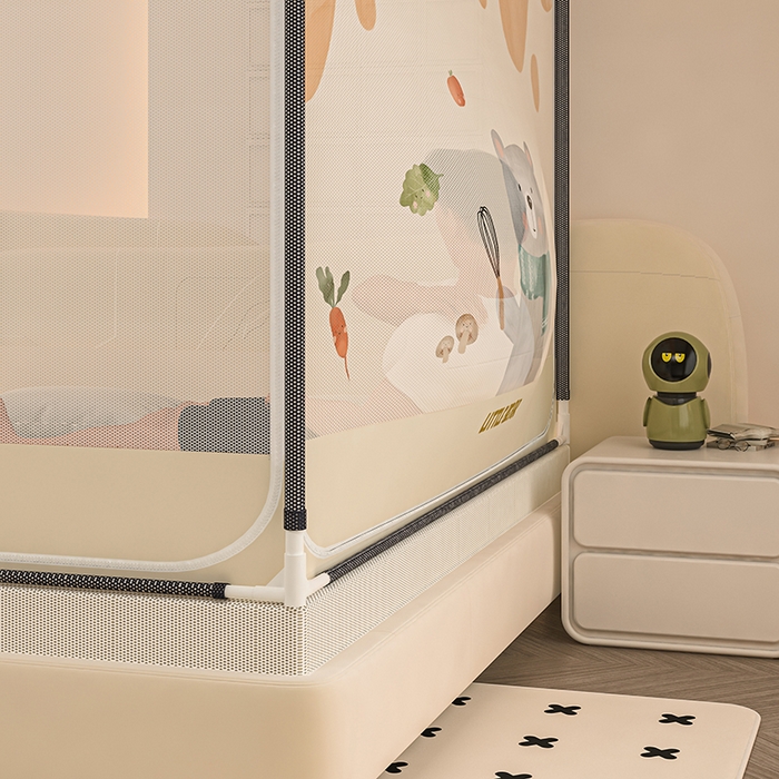 91家纺网 家纺一手货源 找家纺 青竹苑 2025新款帐纱印花外穿坐床防摔蚊帐 做饭的小熊