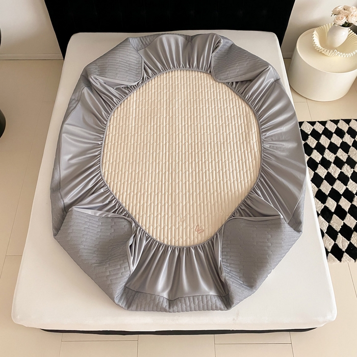 91家纺网 家纺一手货源 找家纺 由有家居 2025新款50S双股长绒棉全棉刺绣绗缝夹棉床笠床垫保护罩 舒芙蕾