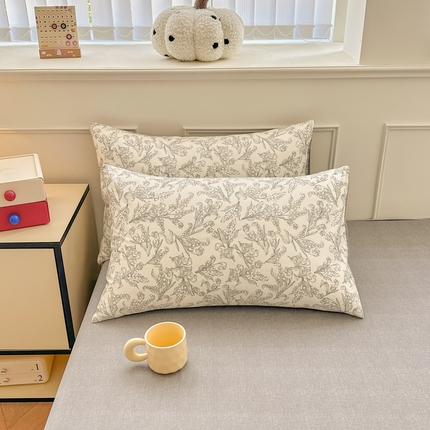 柠馨 2025新款13372全棉床单床笠枕套被套单品系列-单枕套 麦语