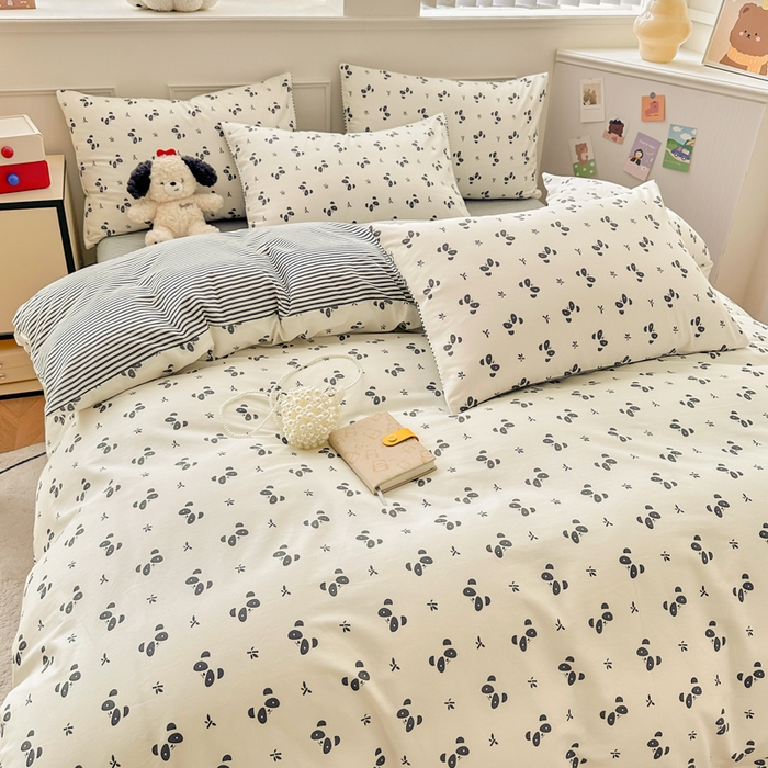 91家纺网 家纺一手货源 找家纺 柠馨 2025新款13372全棉床单床笠枕套被套单品系列-单被套 大眼萌