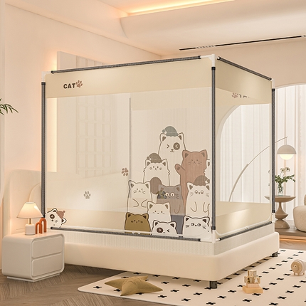 青竹苑 2025新款帐纱印花外穿坐床防摔蚊帐 萌宠出道