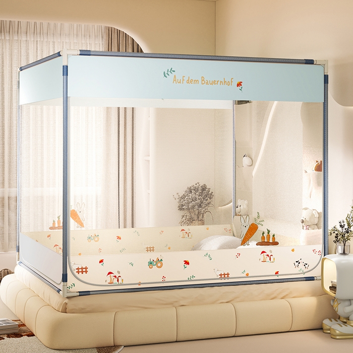 91家纺网 家纺一手货源 找家纺 青竹苑 2025新款口袋款外穿防摔坐床蚊帐 萝卜小兔兔