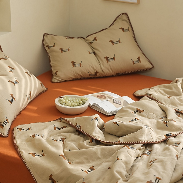 91家纺网 家纺一手货源 找家纺 买家秀 爆款不断货A类母婴级双层纱大豆被子春秋被秋冬被大豆纤维被子被芯空调被20%大豆被子夏被夏凉被 腊肠狗狗1