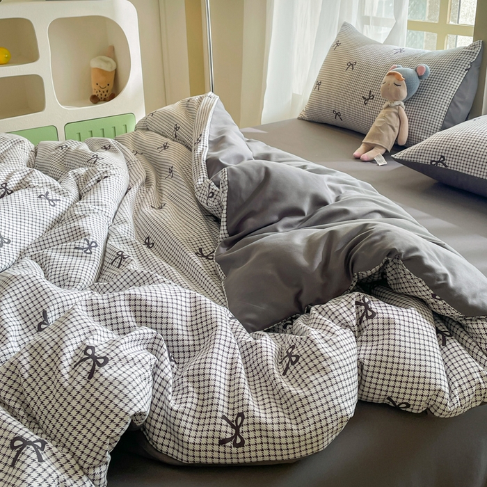 91家纺网 家纺一手货源 找家纺 仟网汇 2025新款针织双层纱AB版四件套 如初