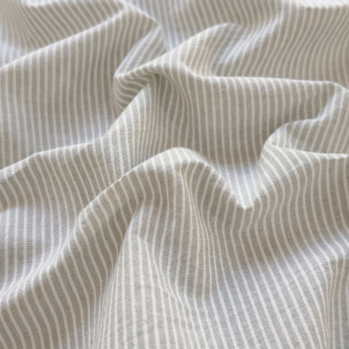 91家纺网 家纺一手货源 找家纺 柠萌家居 2025新款无印风全棉色织A类母婴级纯棉水洗棉床单 绿极细条