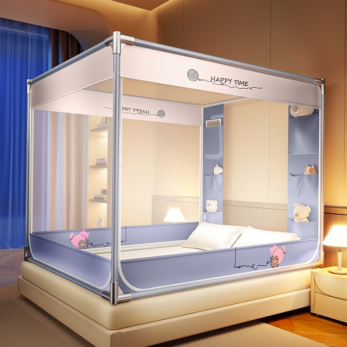 91家纺网 家纺一手货源 找家纺 青竹苑 2025新款口袋款外穿防摔坐床蚊帐 毛线喵