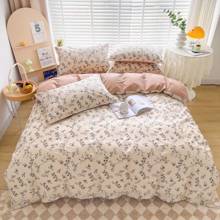 91家纺网 家纺一手货源 找家纺 柠馨 2025新款13372全棉印花四件套 沐风