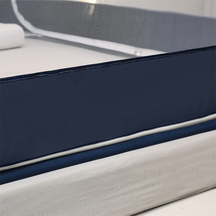 91家纺网 家纺一手货源 找家纺 青竹苑 2025新款双层雪纺边回底外穿坐床 宾利蓝