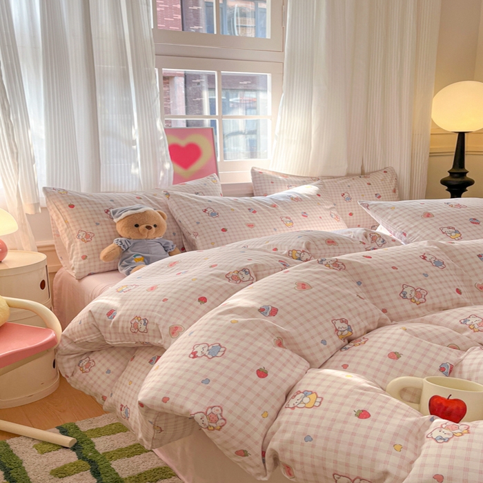 91家纺网 家纺一手货源 找家纺 博雅 2025新款全棉A类双层纱四件套 趣多猫