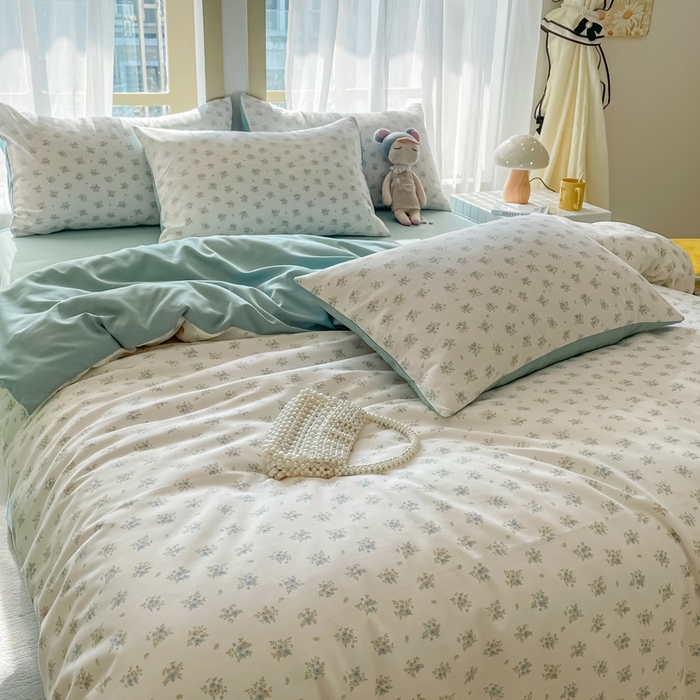 91家纺网 家纺一手货源 找家纺 仟网汇 2025新款针织双层纱AB版四件套 情书