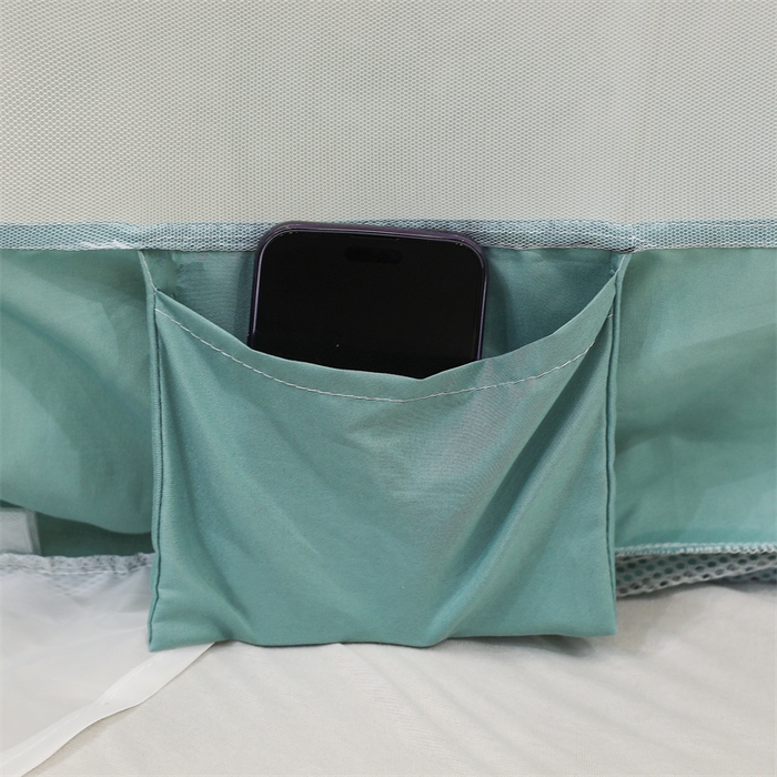 91家纺网 家纺一手货源 找家纺 青竹苑 2025新款双层雪纺边回底外穿坐床 空青色