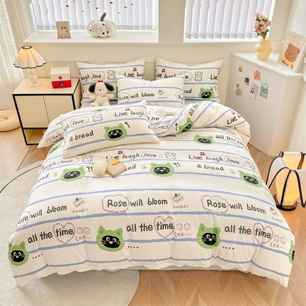 柠馨 2025新款13372全棉床单床笠枕套被套单品系列-单被套 喵星人