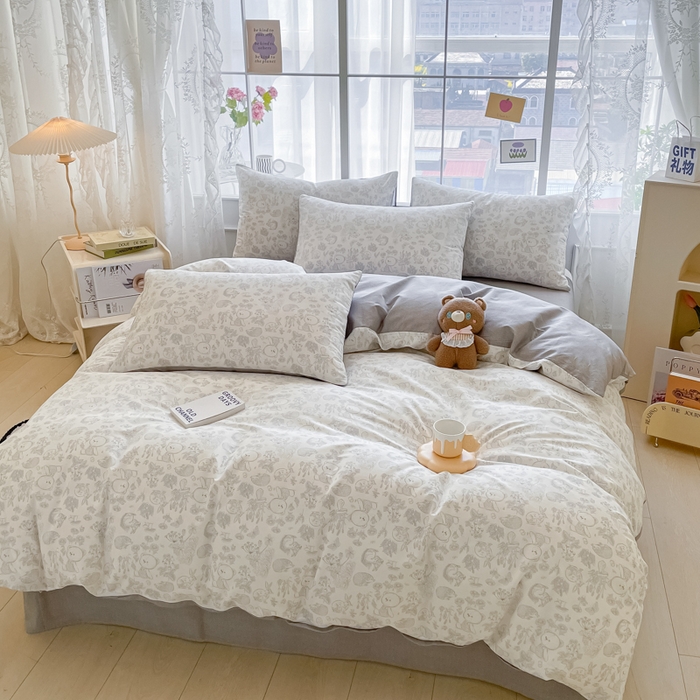 91家纺网 家纺一手货源 找家纺 柠馨 2025新款13372全棉印花四件套 可爱森林