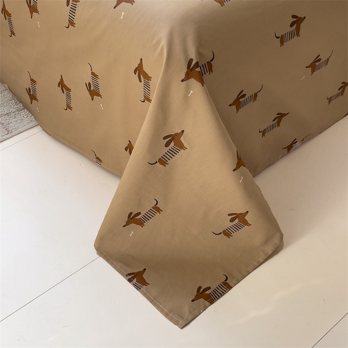 91家纺网 家纺一手货源 找家纺 名兮家居 2025新款13372全棉印花四件套单品系列-单床单 弹簧狗