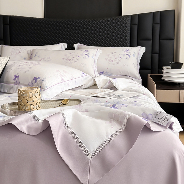 91家纺网 家纺一手货源 找家纺 娇逸家居 2025新款50支印花莱赛尔天丝夏被镂空款花边夏凉被 绮梦