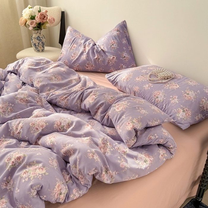 91家纺网 家纺一手货源 找家纺 欧尚 2025新款有氧针织双层纱四件套 欧风花影