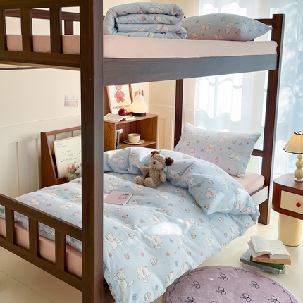 寻米 2025新款A类全棉双层纱学生三件套 甜品喵喵