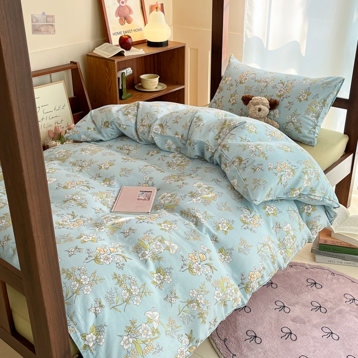 91家纺网 家纺一手货源 找家纺 寻米 2025新款A类全棉双层纱学生三件套 澜月