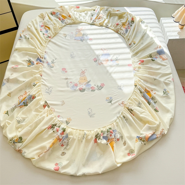 91家纺网 家纺一手货源 找家纺 多品家纺 2025新款超柔水洗云朵棉单品床笠 春日庄园