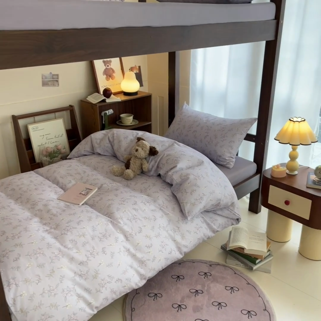 91家纺网 家纺一手货源 找家纺 寻米 2025新款A类全棉双层纱学生三件套 安娜