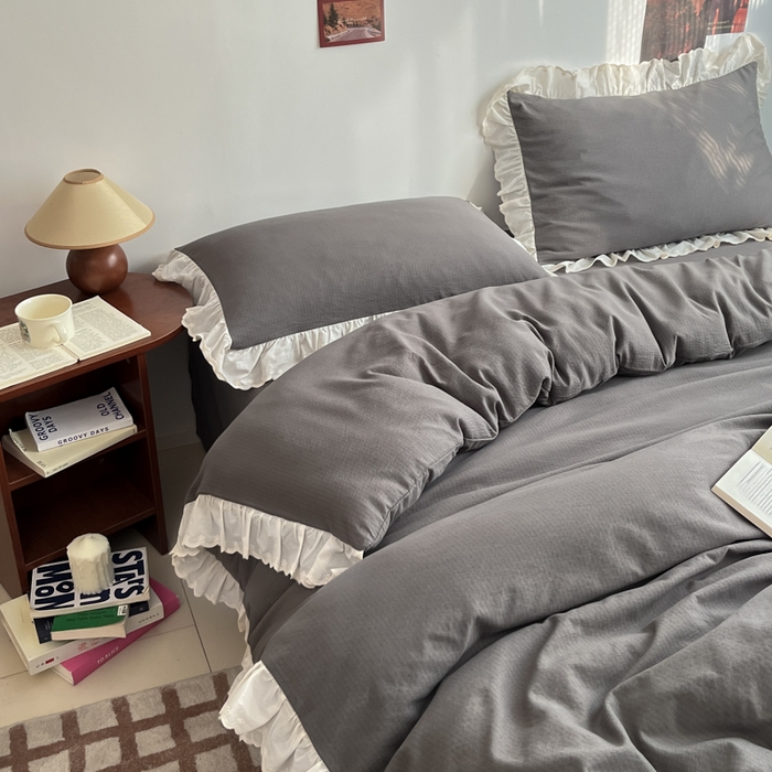 91家纺网 家纺一手货源 找家纺 慕澄家纺 2025新款中古风法式蕾丝复古四件套 密语