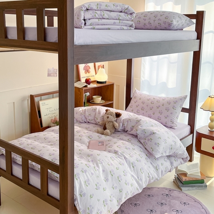 寻米 2025新款A类全棉双层纱学生三件套 小苍兰