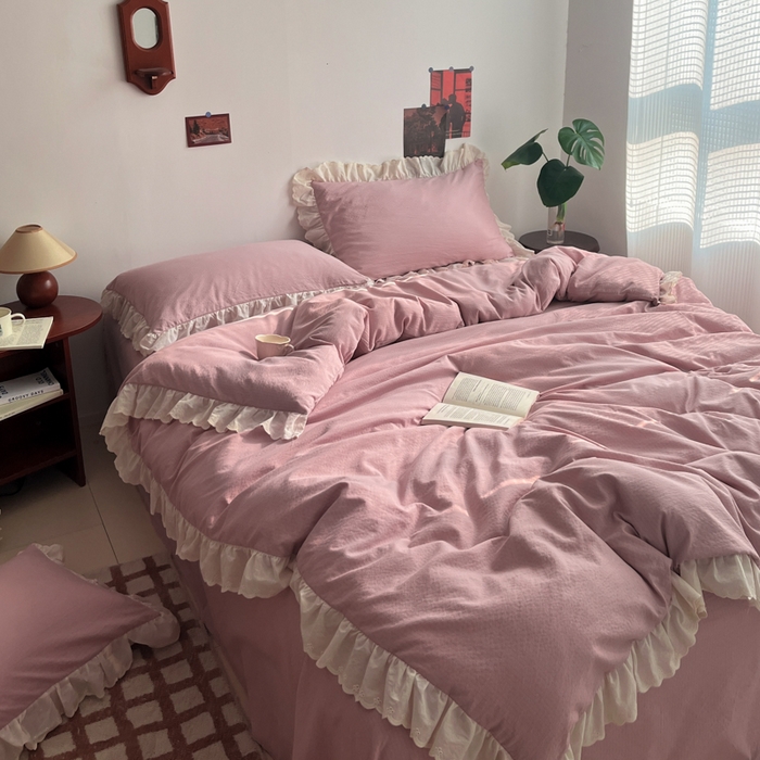 91家纺网 家纺一手货源 找家纺 慕澄家纺 2025新款中古风法式蕾丝复古四件套 少艾