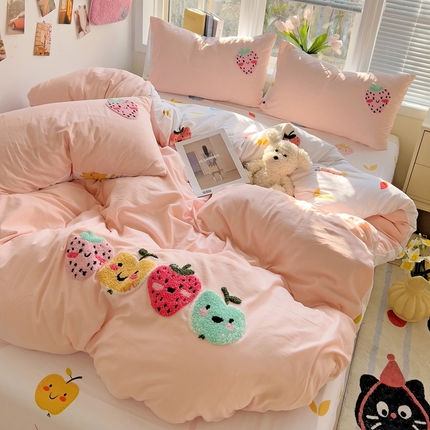 91家纺网 家纺一手货源 找家纺 （总）凯洛奇 2025新款1卡通水洗棉印+绣毛巾绣四件套