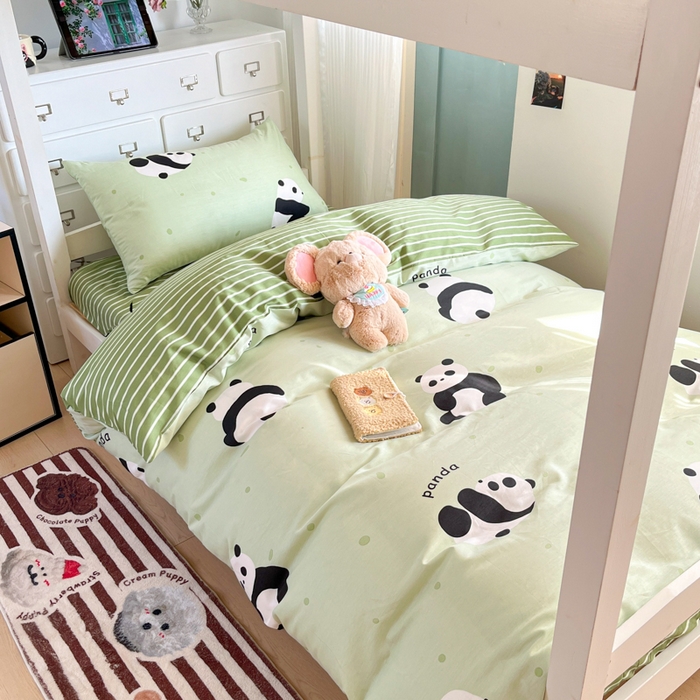 91家纺网 家纺一手货源 找家纺 寻米 2025新款13070全棉水洗棉学生三件套 小猫球球